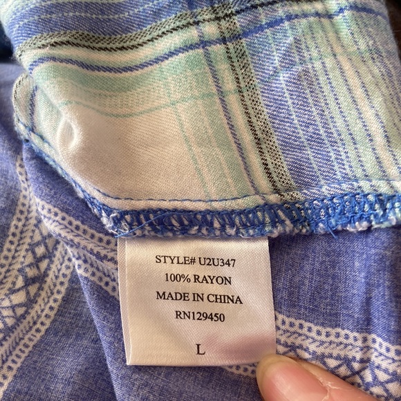 Como Vintage Women’s Sleeveless Plaid Button Up Blouse Size Large, 100% Rayon - Picture 7 of 8